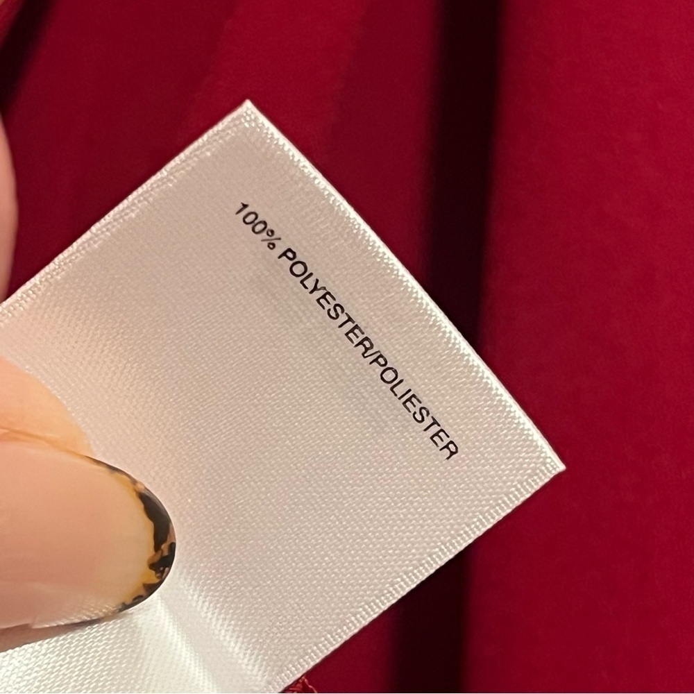#129 KASPER RUFFLED TIE FRONT V-NECK RED BLOUSE TOP SIZE MEDIUM - Picture 6 of 6